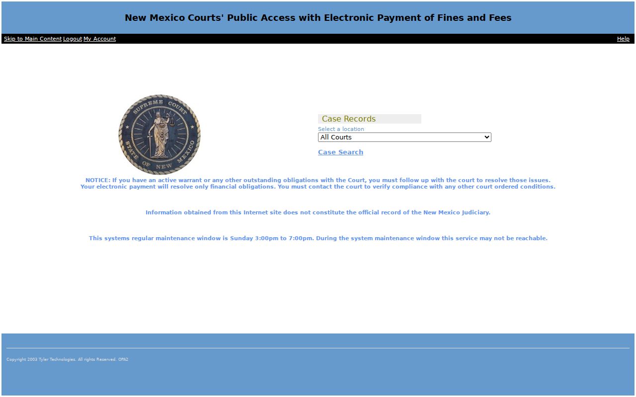 New Mexico court active-warrant warning for Sandoval County records