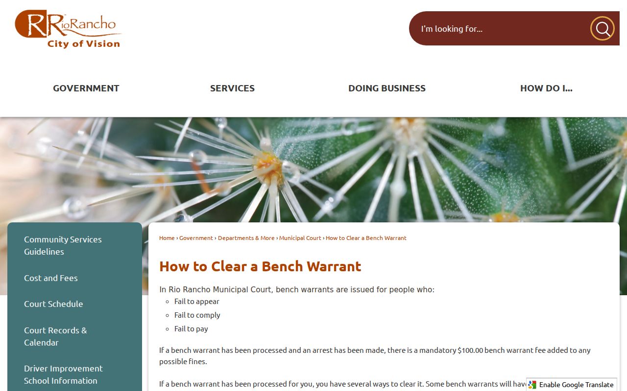 Sandoval County municipal bench warrant clearing guidance